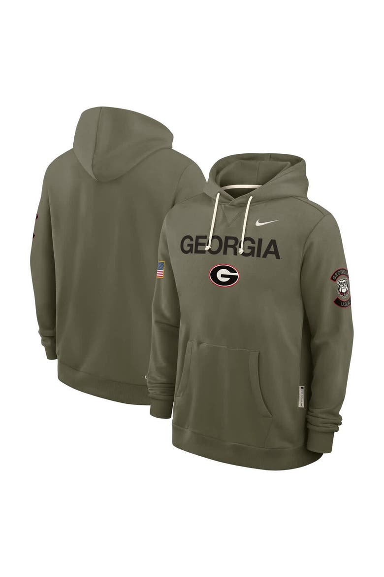 Men's Nike Olive Georgia Bulldogs 2025 Military Appreciation Dri-FIT Hoodie, Main, color, Olive