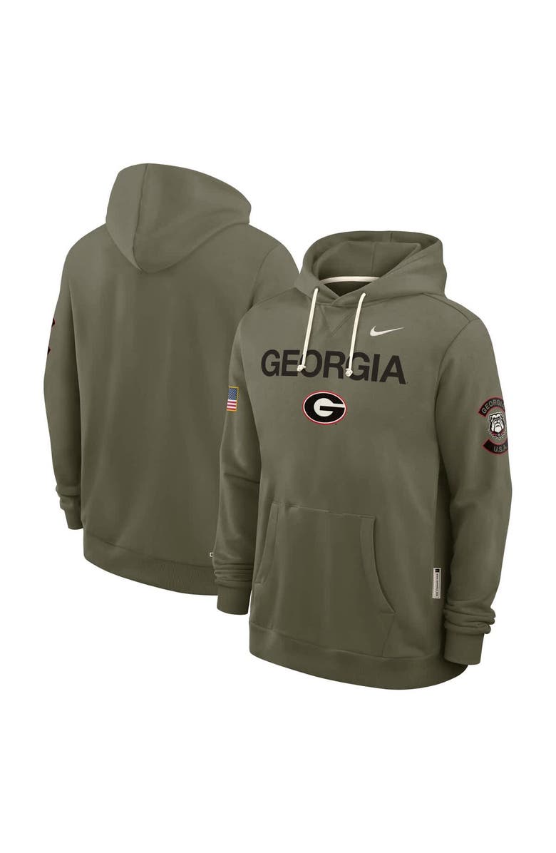 Nike Men's Nike Olive Georgia Bulldogs 2025 Military Appreciation Dri-FIT Hoodie, Main, color, Olive