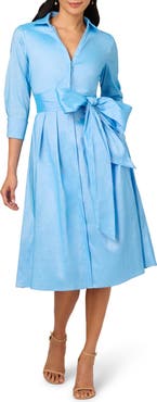 Adrianna Papell Stretch Taffeta Midi Shirtdress