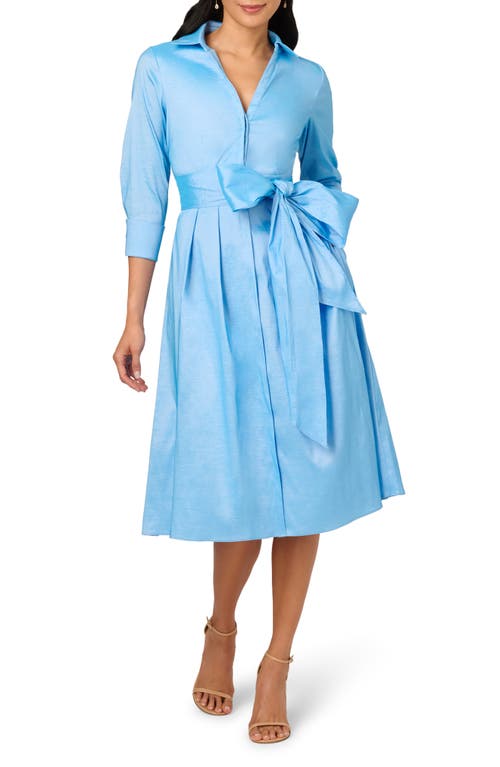 ADRIANNA PAPELL ADRIANNA PAPELL STRETCH TAFFETA MIDI SHIRTDRESS