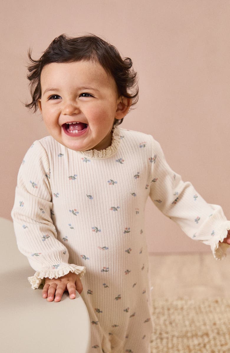 MORI Floral Crochet Accent Rib Romper, Alternate, color, 