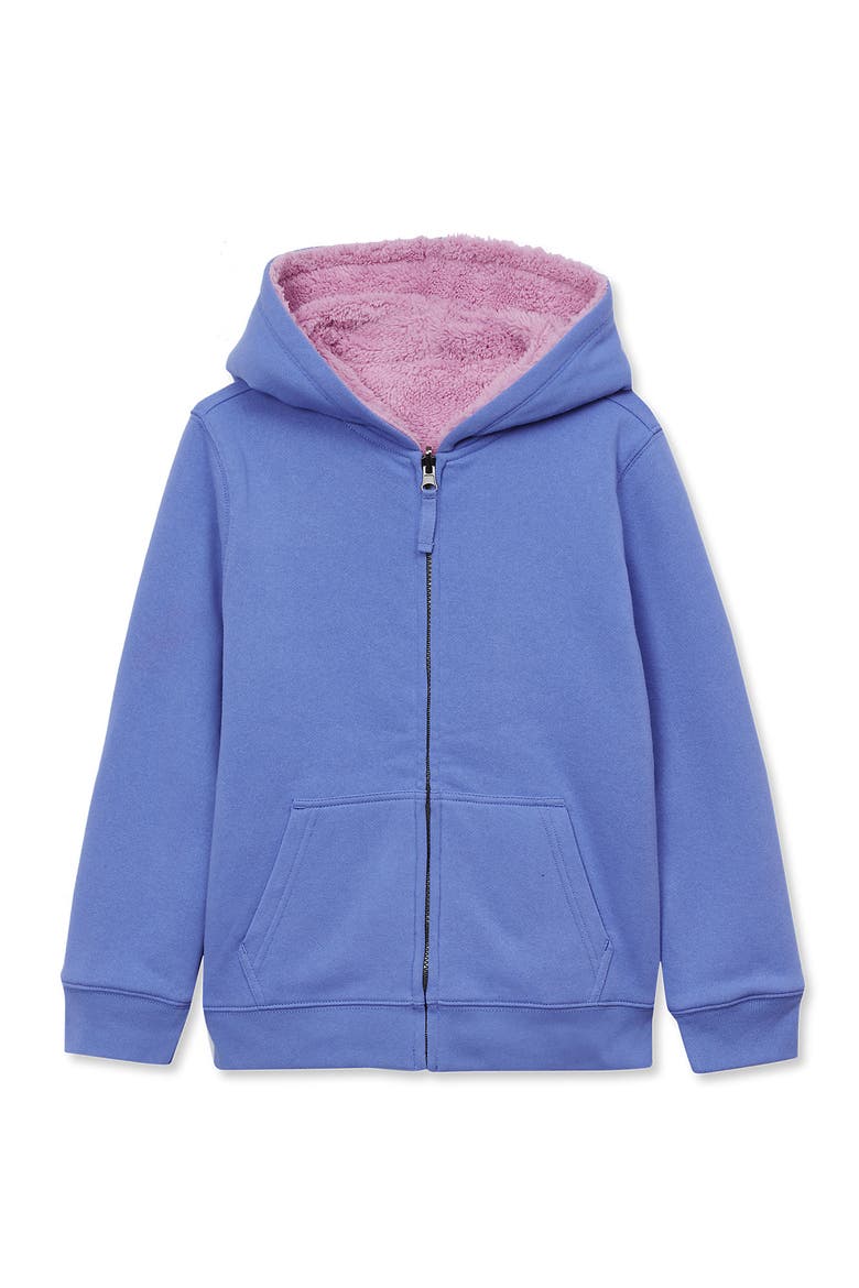 Kids High Pile Lined Zip Hoodie, Main, color, Bruiser/Mauve Mist