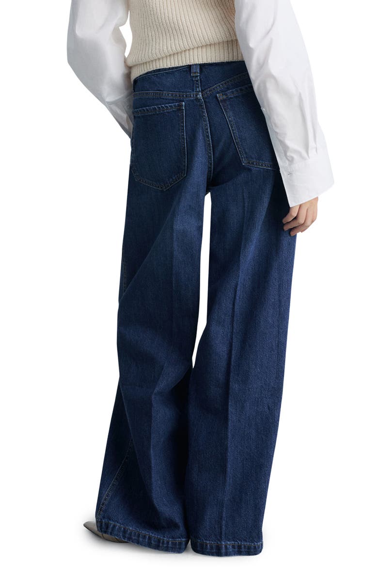 MANGO Belt Wide Leg Jeans, Alternate, color, Dark Blue