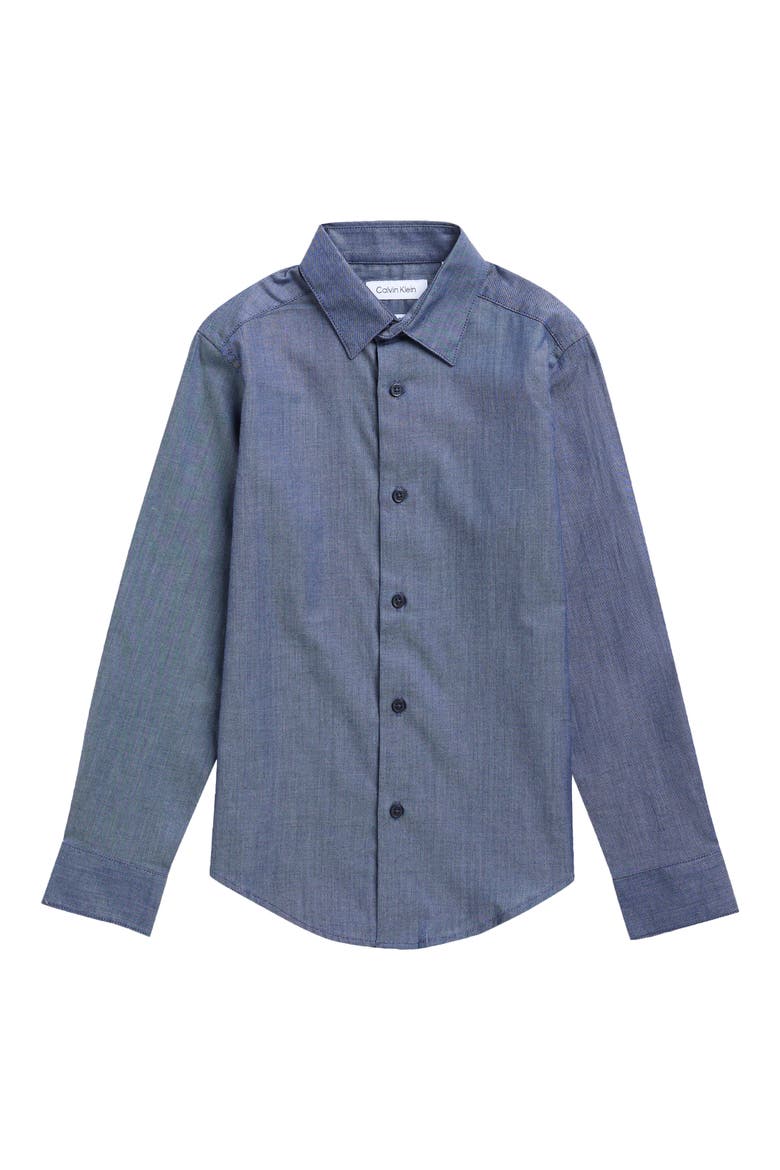 Kids' Stretch Chambray Twill Shirt, Main, color, DK BLUE