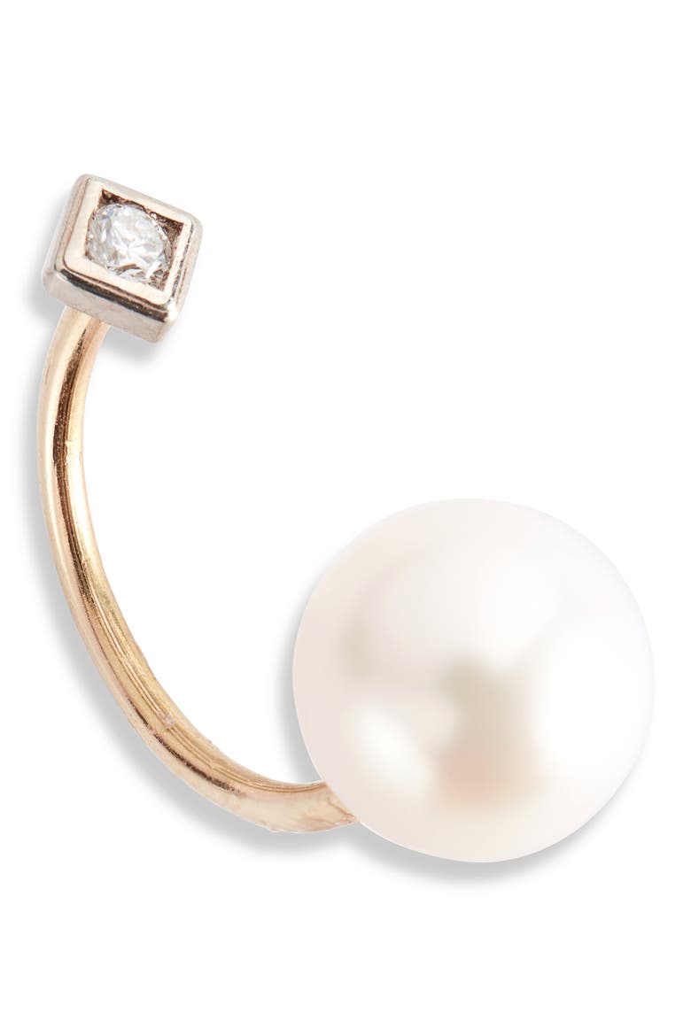 Pearl & Diamond Threaded Earrings, Alternate, color, YELLOW GOLD/ PEARL