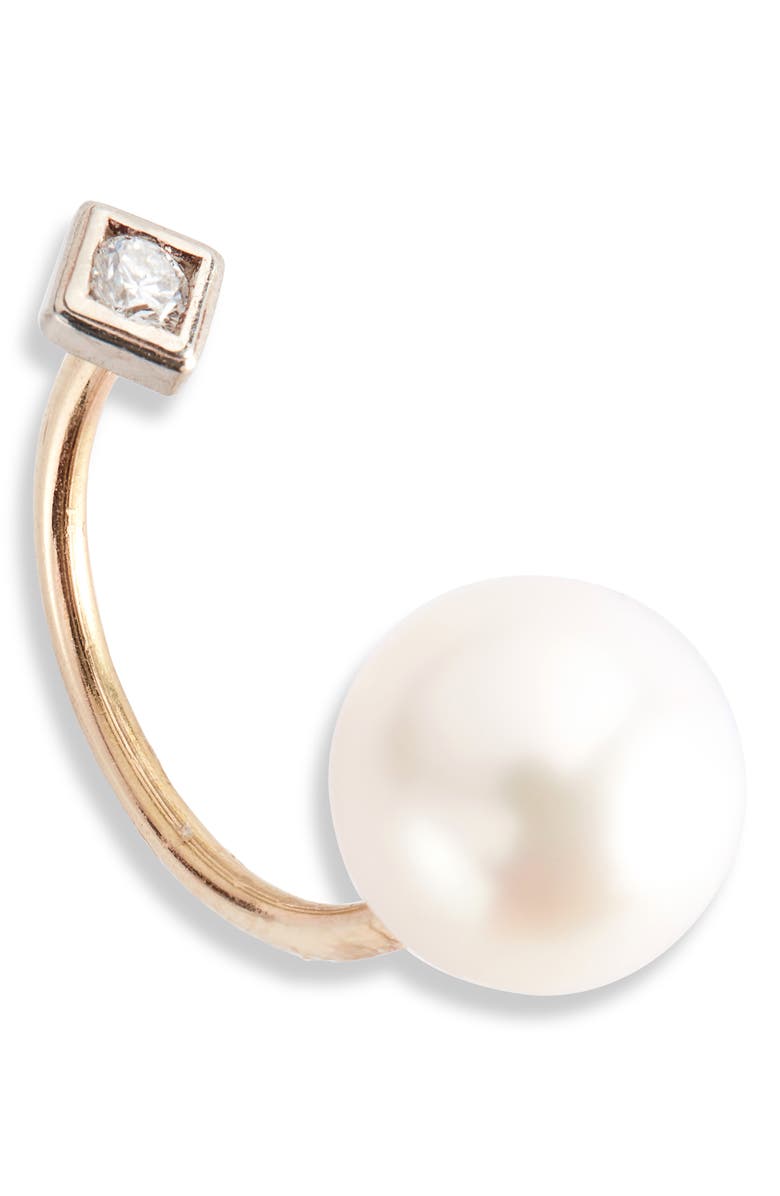 Poppy Finch Pearl & Diamond Threaded Earrings, Alternate, color, 