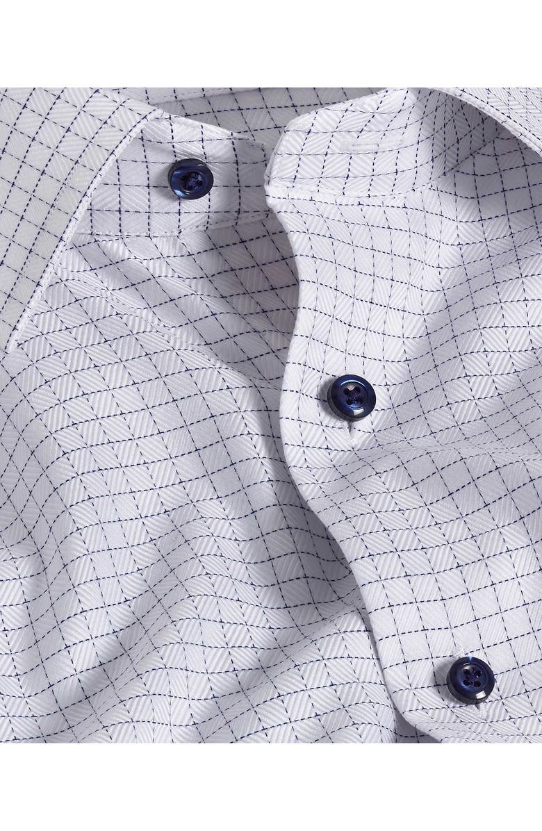David Donahue Trim Fit Check Cotton Dobby Dress Shirt, Alternate, color, White/ Navy