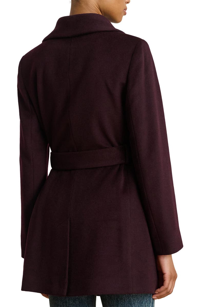 Lauren Ralph Lauren Wool Blend Wrap Coat, Alternate, color, Pinot Noir