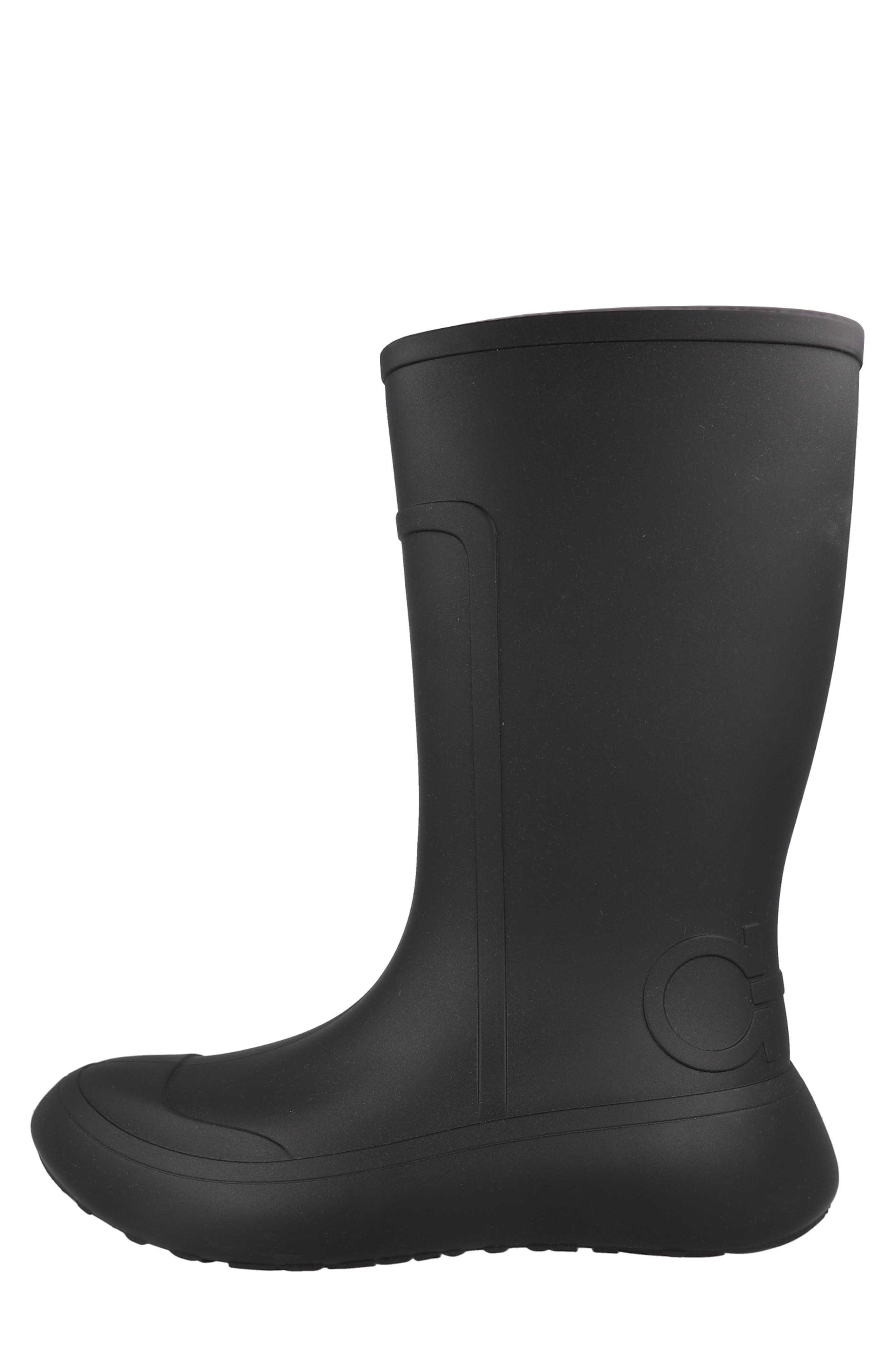 FERRAGAMO Rubber Rain Boot, Alternate, color, Black