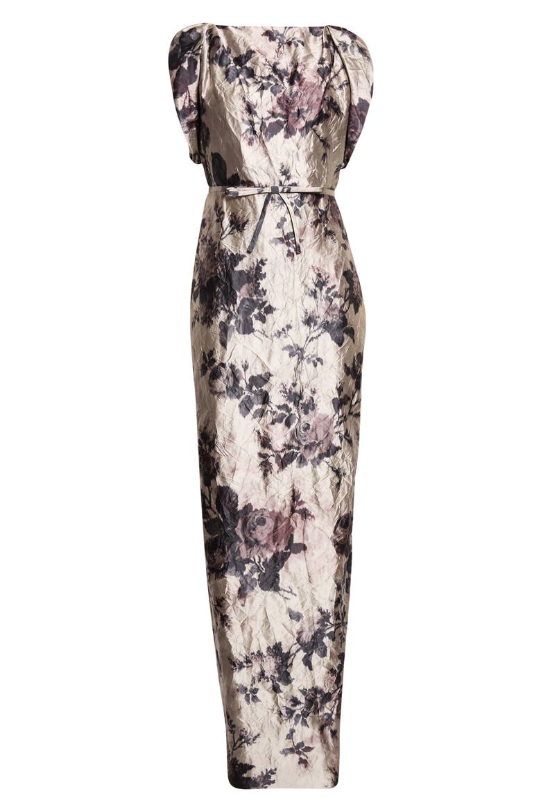 Floral Draped Textured Satin Gown, Alternate, color, FONTEYN ROSE PEARL