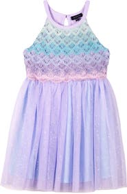 Zunie Kids' Mermaid Ombré Crochet Bodice Tulle Dress