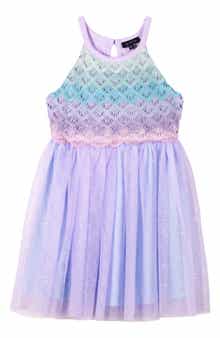 Zunie Kids' Mermaid Ombré Crochet Bodice Tulle Dress