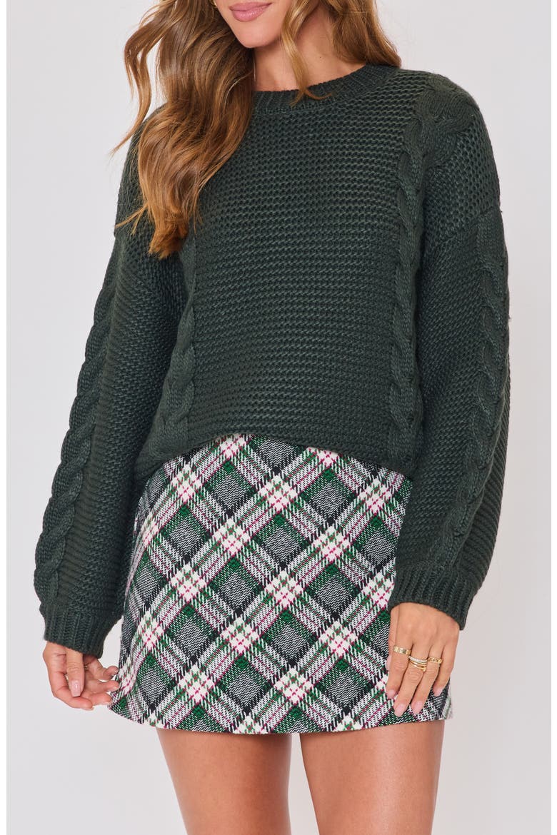 Pinecrest Cable Stitch Crewneck Sweater, Alternate, color, HUNTER GREEN