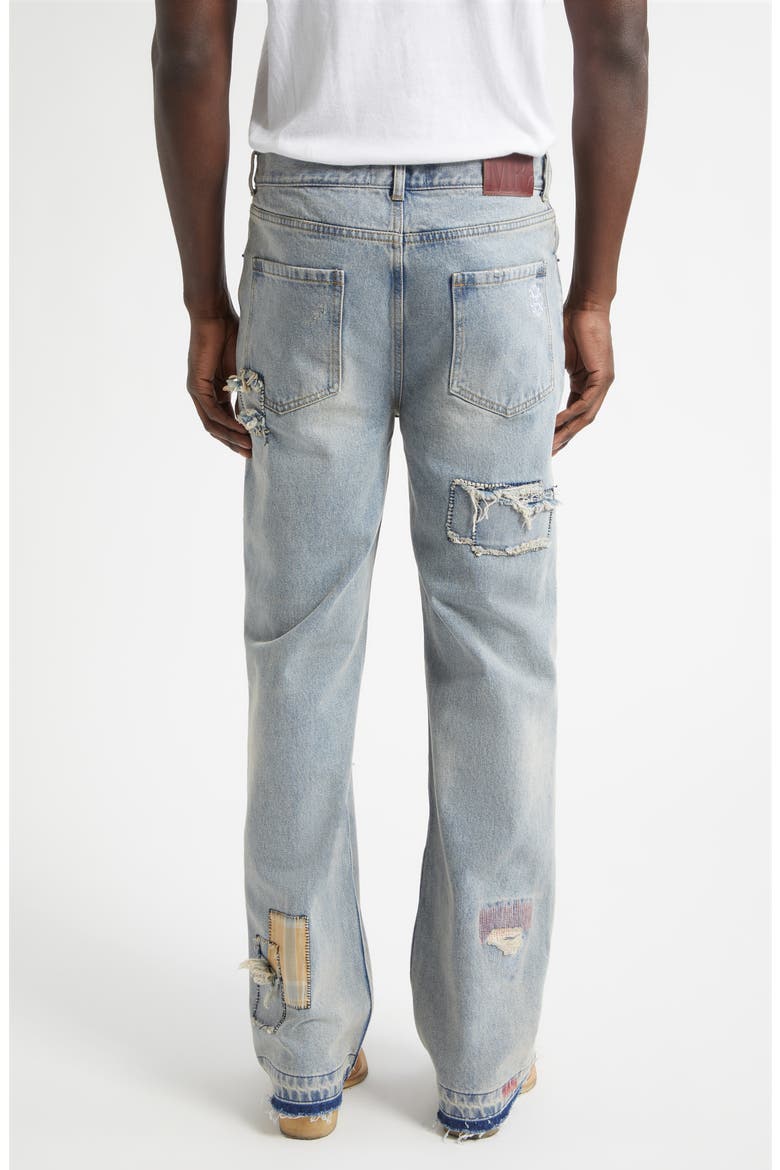 Texoma Distressed Patchwork Flare Leg Jeans, Alternate, color, LIGHT BLUE WASH
