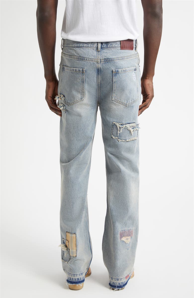 MIDNIGHT RODEO Texoma Distressed Patchwork Flare Leg Jeans, Alternate, color, Light Blue Wash