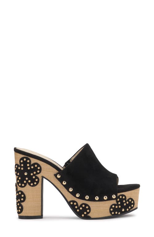 Jessica Simpson Shelbie Black Suede Platform High Heel Slide Sandals In Black