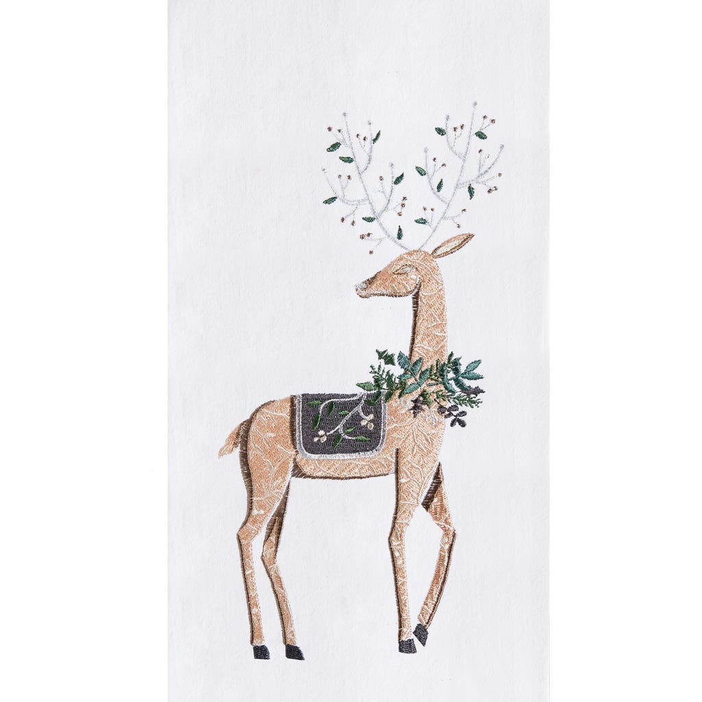 C & F Home C&f Home Christmas Holiday Classic Reindeer With Holly Wreath Cotton Flour Sack Kitchen Dish Towel 2 In Animal Print