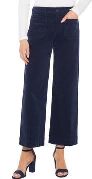 Liverpool Los Angeles Patch Pocket Mid Rise Ankle Wide Leg Corduroy Pants