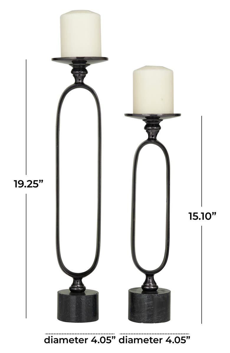 VIVIAN LUNE HOME Black Aluminum Paper Clip Pillar Candle Holder with Marble Base - Set of 2, Alternate, color, 