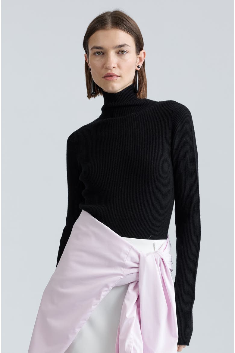 Slim Ribbed Turtleneck, Main, color, Black