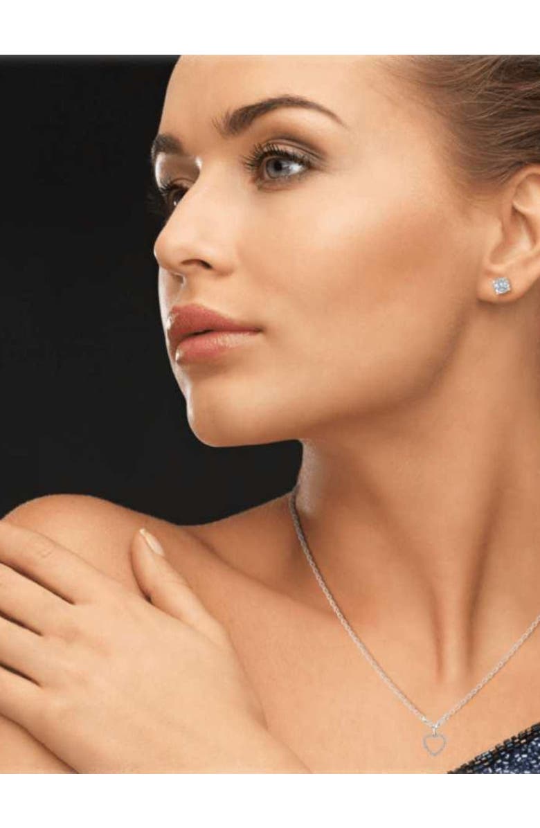 Hollywood Sensation Crystal Heart Necklace White Gold with Cubic Zirconia Stones, Alternate, color, Silver