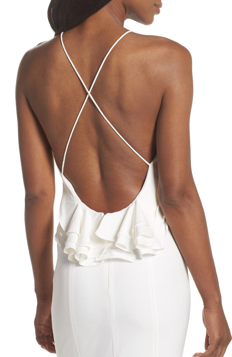 Jarlo Zoe Ruffle Back Gown, Alternate, color, 