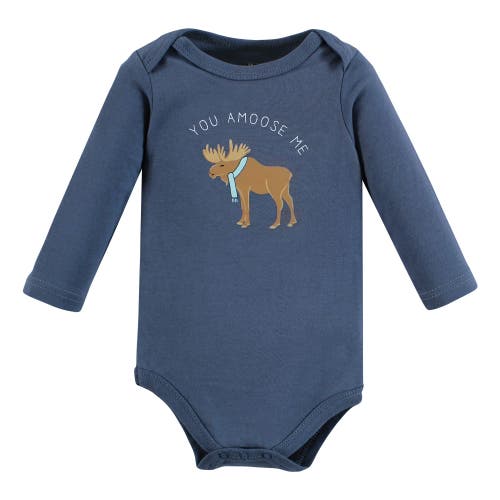 Hudson Baby Cotton Long-sleeve Bodysuits 5-pack In Blue