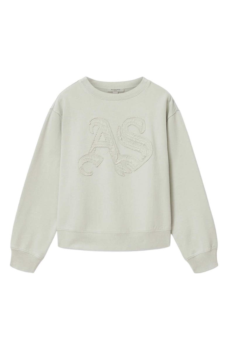 AllSaints Insignia Pippa Relaxed Fit Cotton Sweatshirt, Alternate, color, Sea Green
