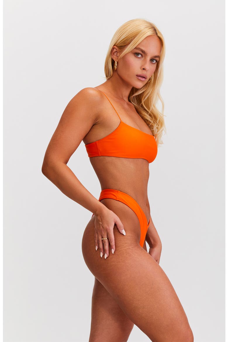Le Sporty High Leg Cheeky V Front Bikini Bottom, Alternate, color, ORANGE