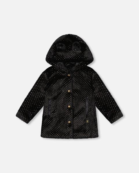 Bear Faux Fur Coat with Gold Polka Dots (Toddler & Little Kid)