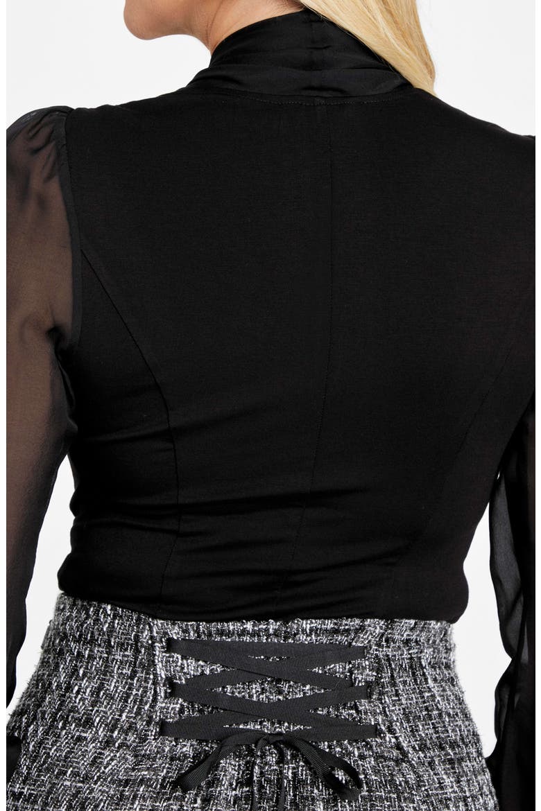 Daria Silk Bodysuit, Alternate, color, BLACK-BLACK