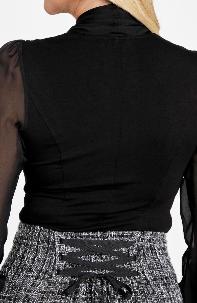 Marciano Daria Silk Bodysuit, Alternate, color, Black-Black