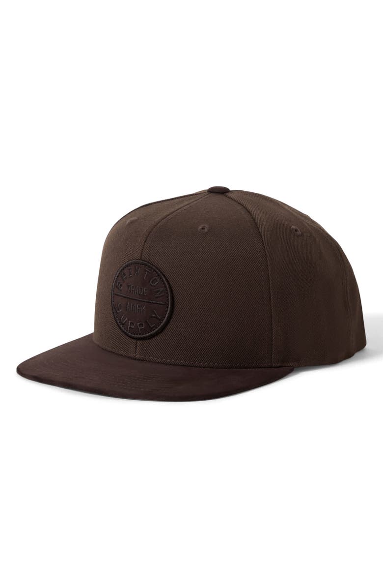 Brixton Oath III Snapback Baseball Cap, Alternate, color, Pinecone Brown/ Brown Suede