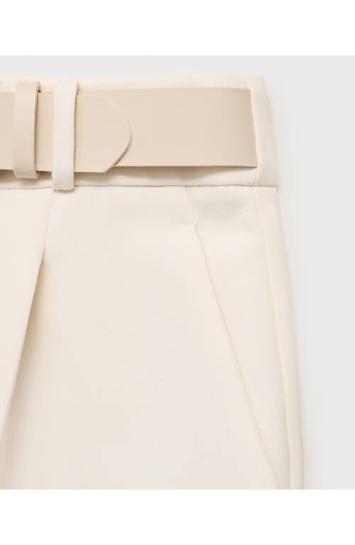 Shop Mango Cinto Belted Straight Leg Pants In Ecru