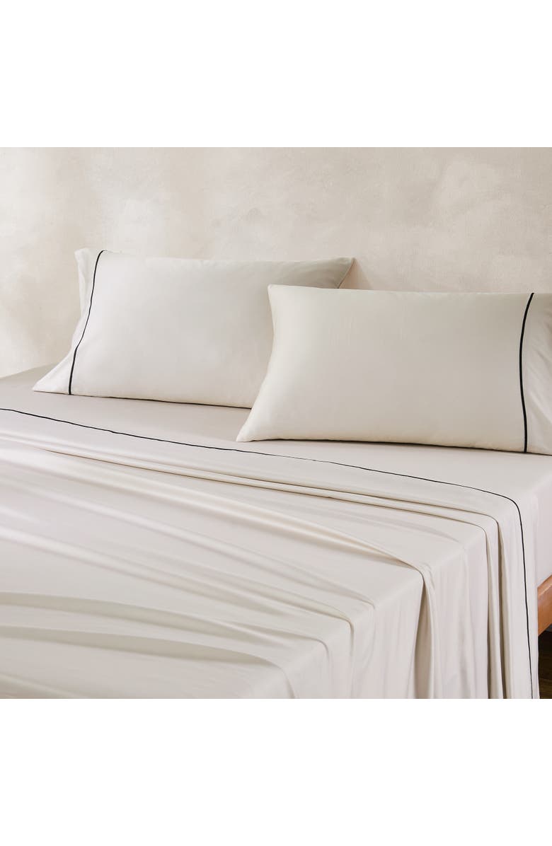 Chuks Collins x Lush Decor Linear Cotton Sheet Set, Alternate, color, French Oak