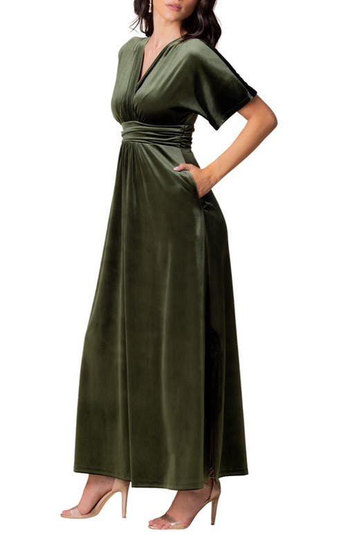 Kiyonna Verona Velvet Evening Gown In Olive