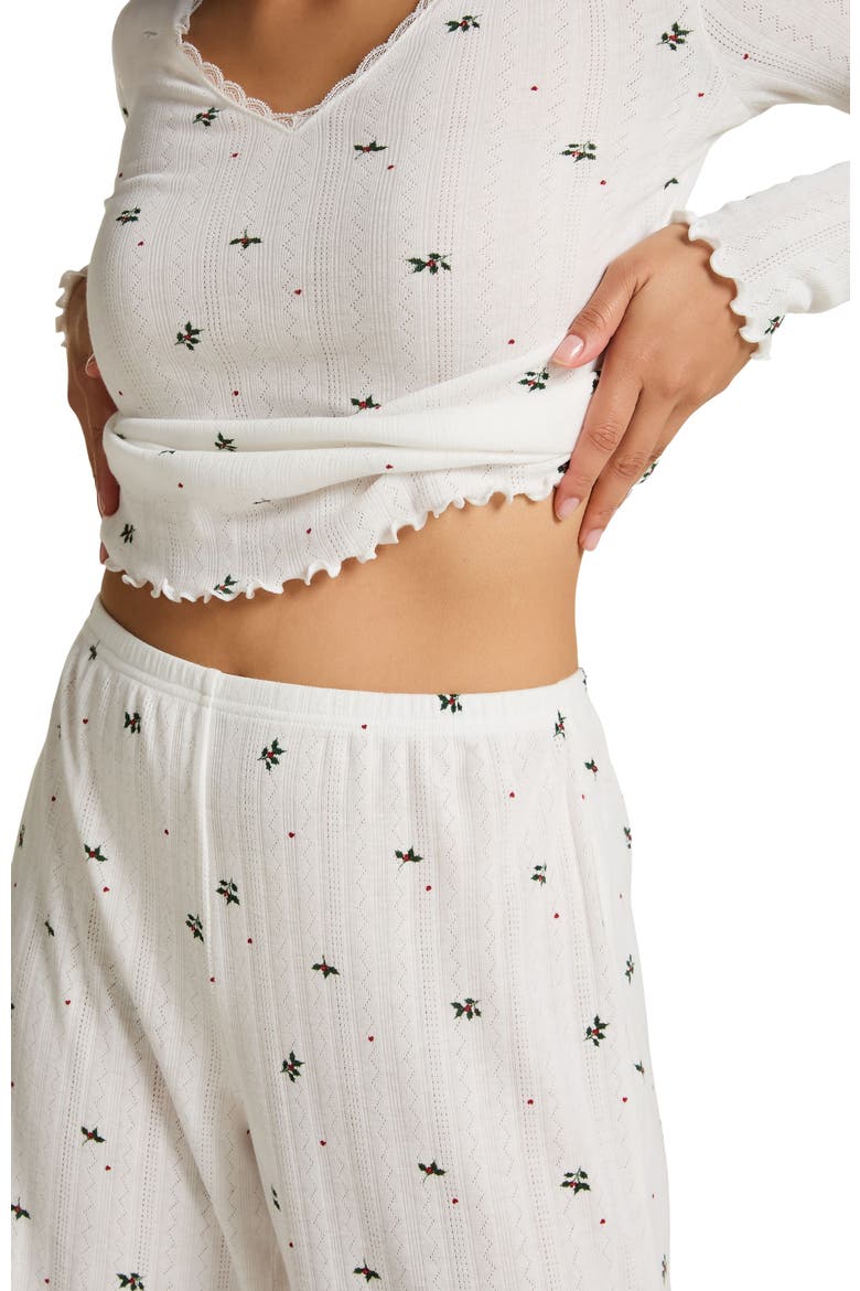 Pointelle Pyjama Set, Alternate, color, White Mistletoe