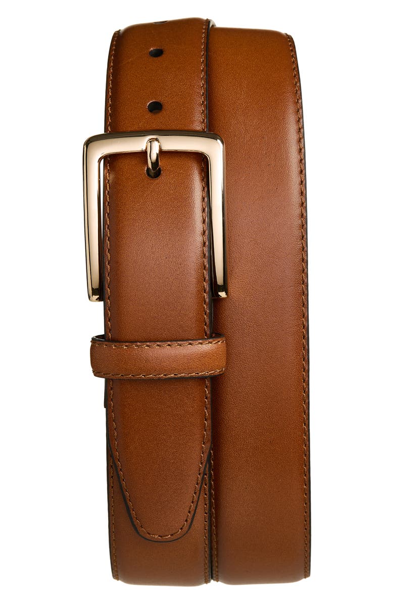 Johnston & Murphy Leather Belt, Main, color, Tan