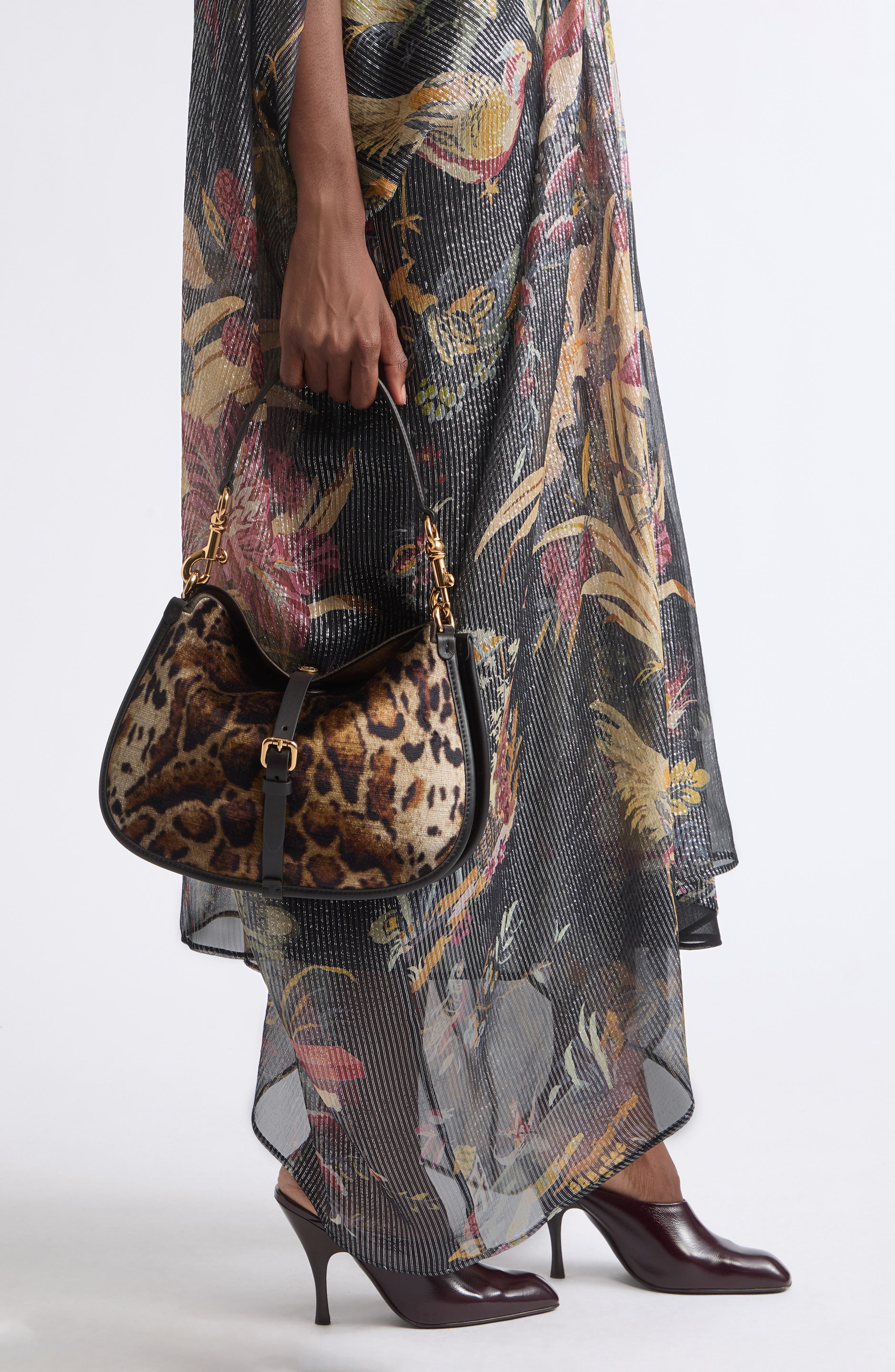 Animal Print Velvet Shoulder Bag, Alternate, color, PRINT ON BEIGE BASE