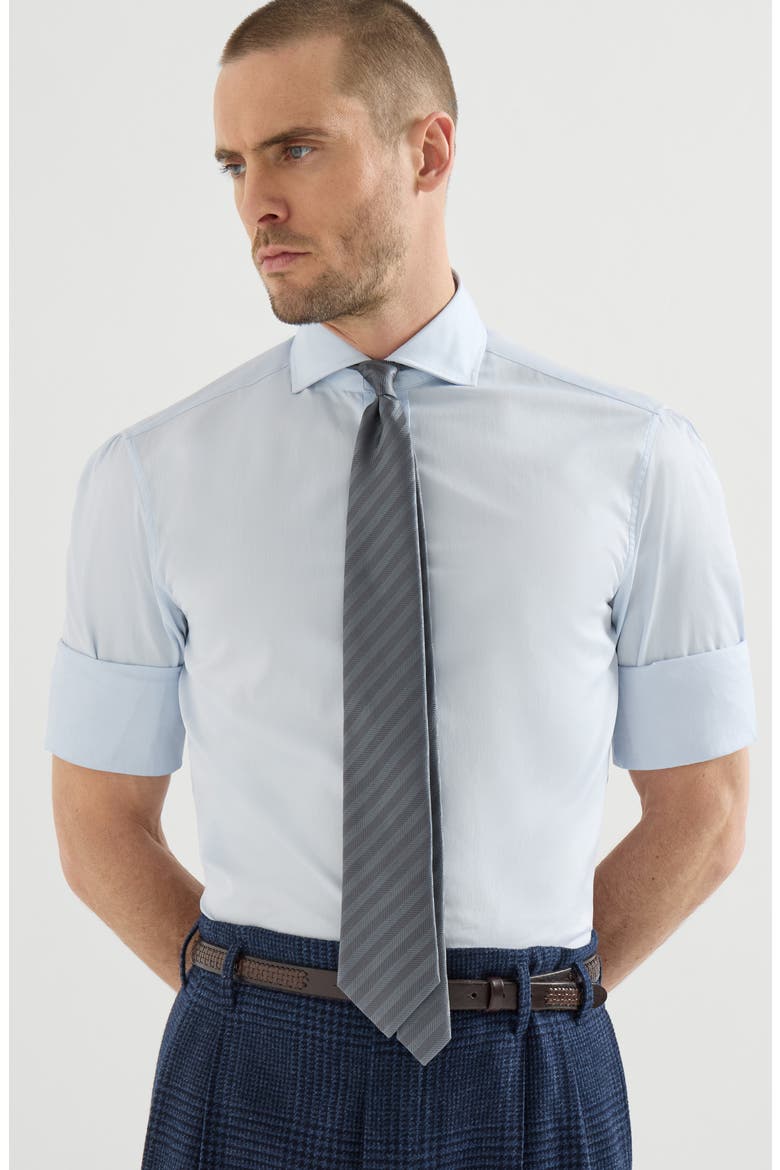 Twill shirt with spread collar, Alternate, color, Azure