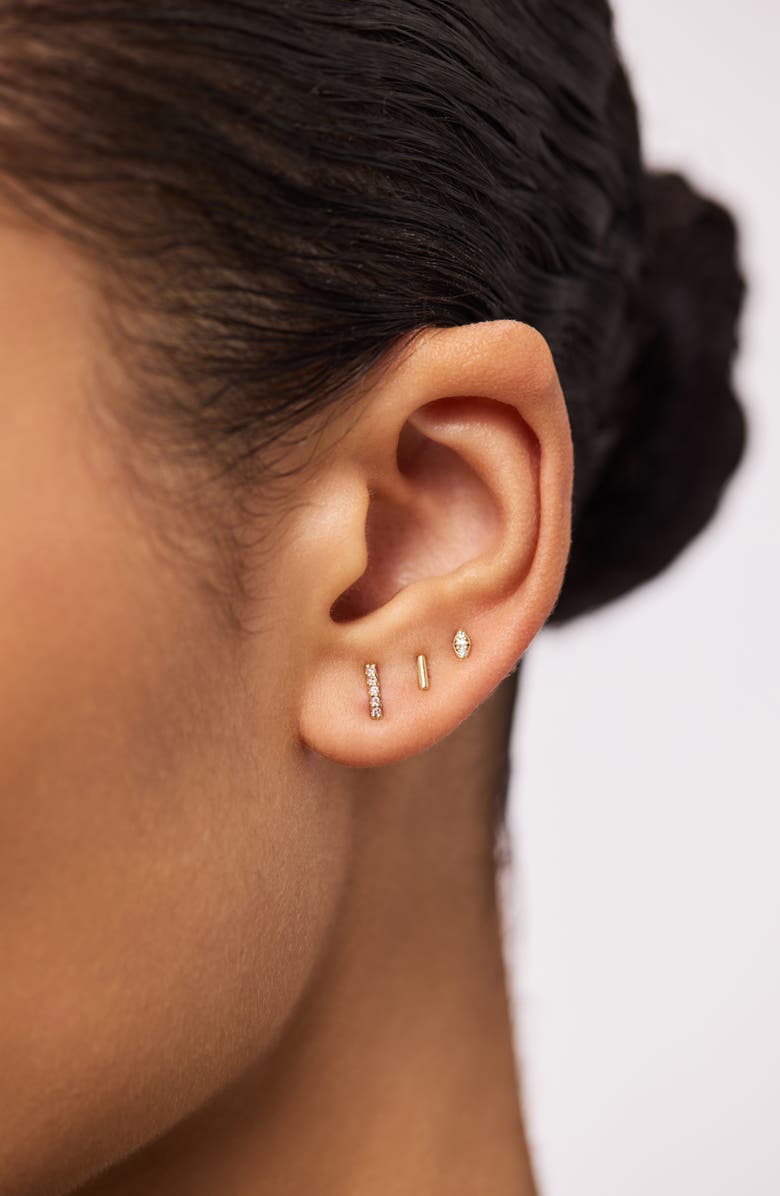 Gold Stud Earrings - Bar Studs