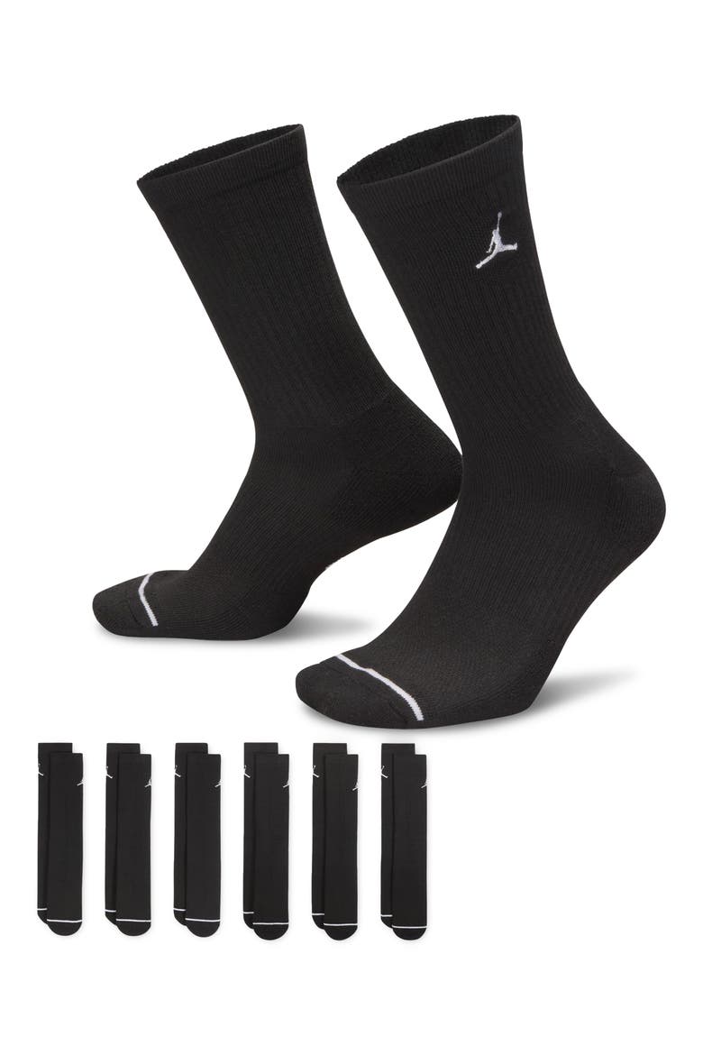 Everyday 6-Pack Cushioned Crew Socks, Alternate, color, BLACK/ WHITE