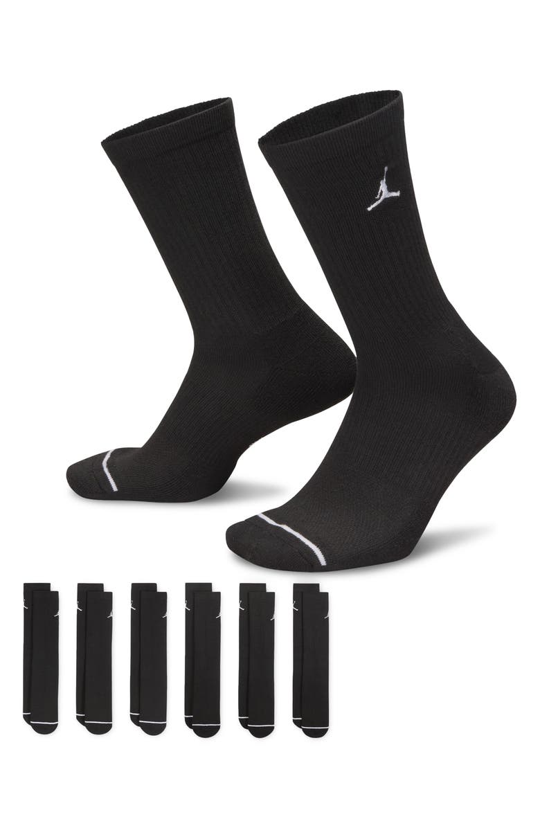 Nike Everyday 6-Pack Cushioned Crew Socks, Alternate, color, Black/ White