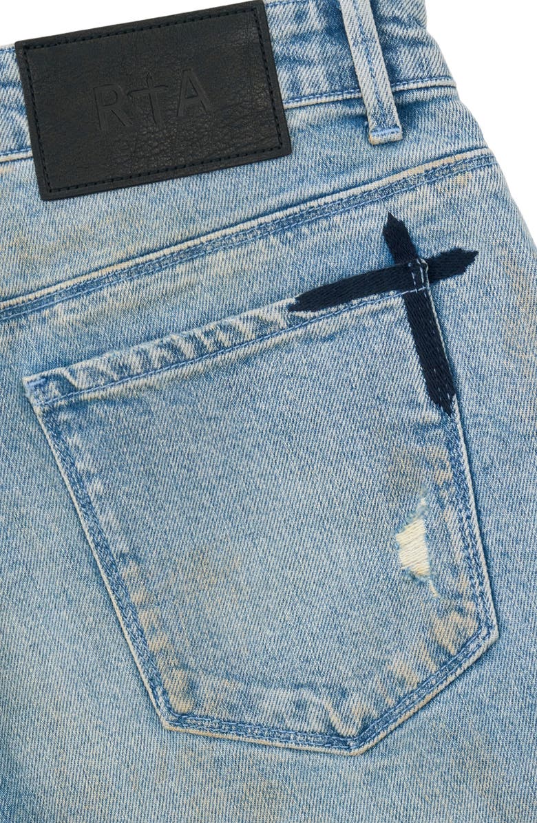 RtA Bryant Skinny Jeans, Alternate, color, Ciel Fade Cursive