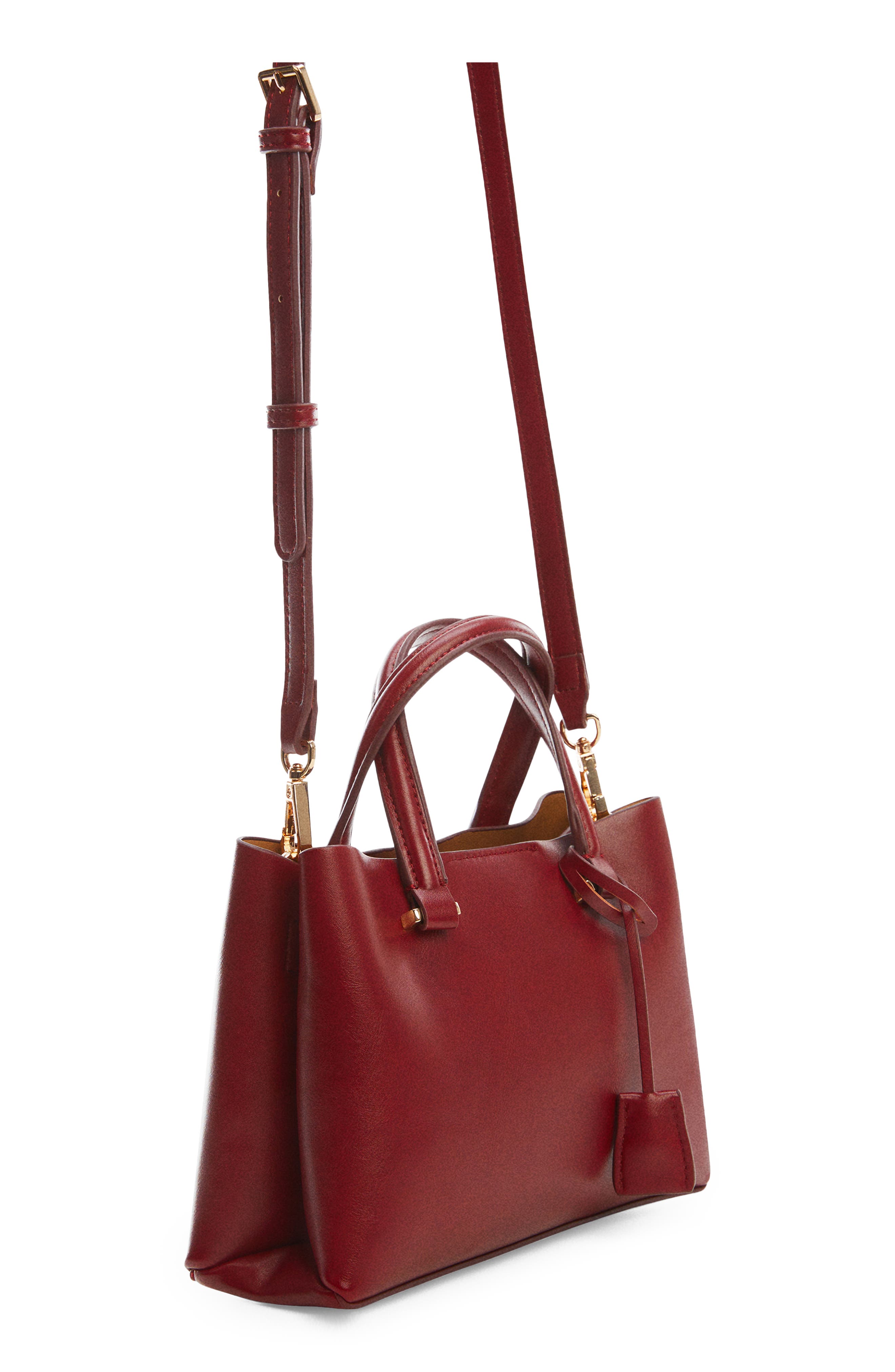 MANGO Double Compartment Faux Leather Convertible Crossbody Bag, Alternate, color, 