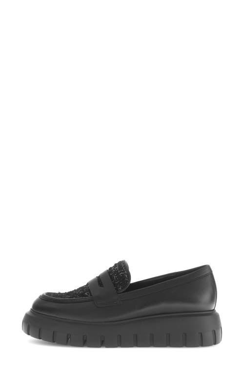 Gabor Mixed Media Leather Loafer In Black