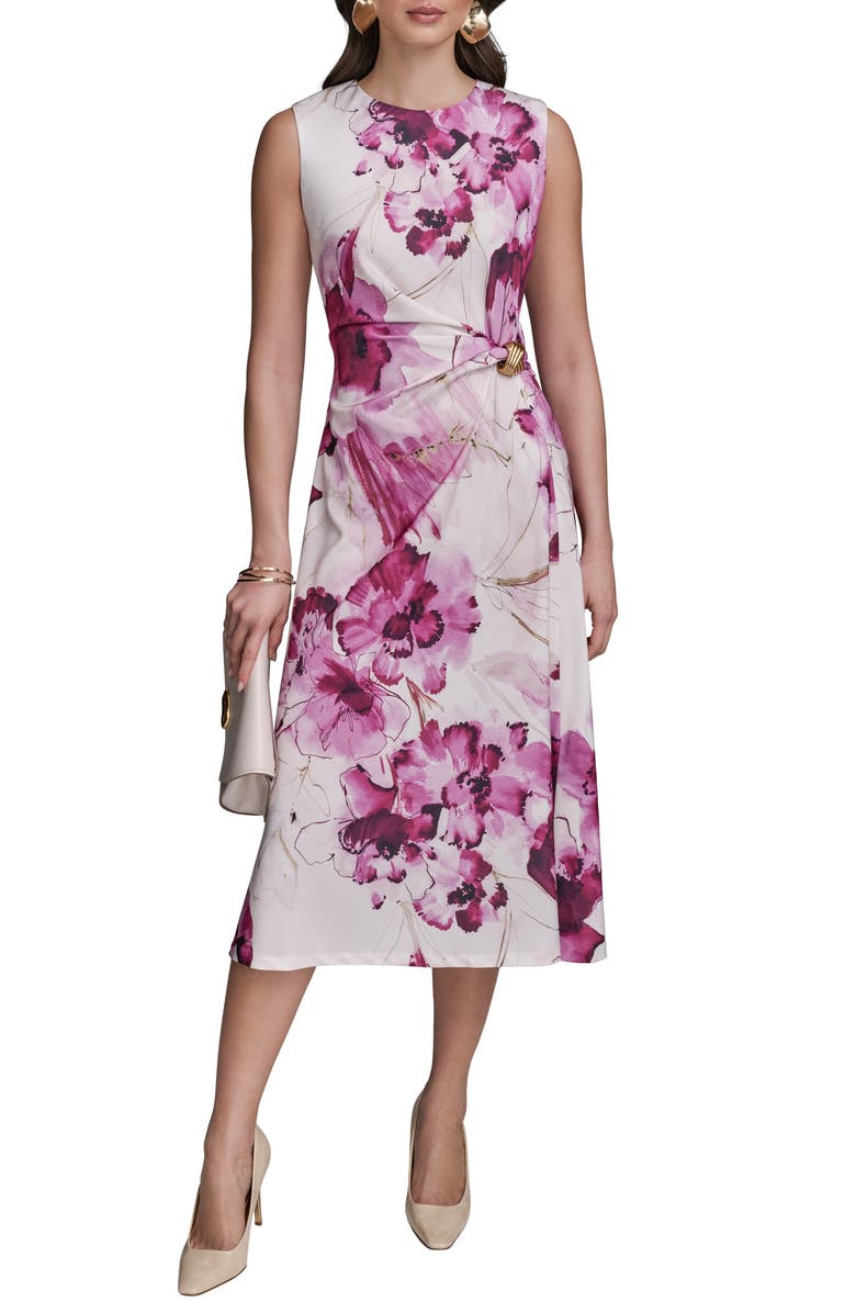 Donna Karan New York Floral Print Sleeveless Midi Dress, Main, color,