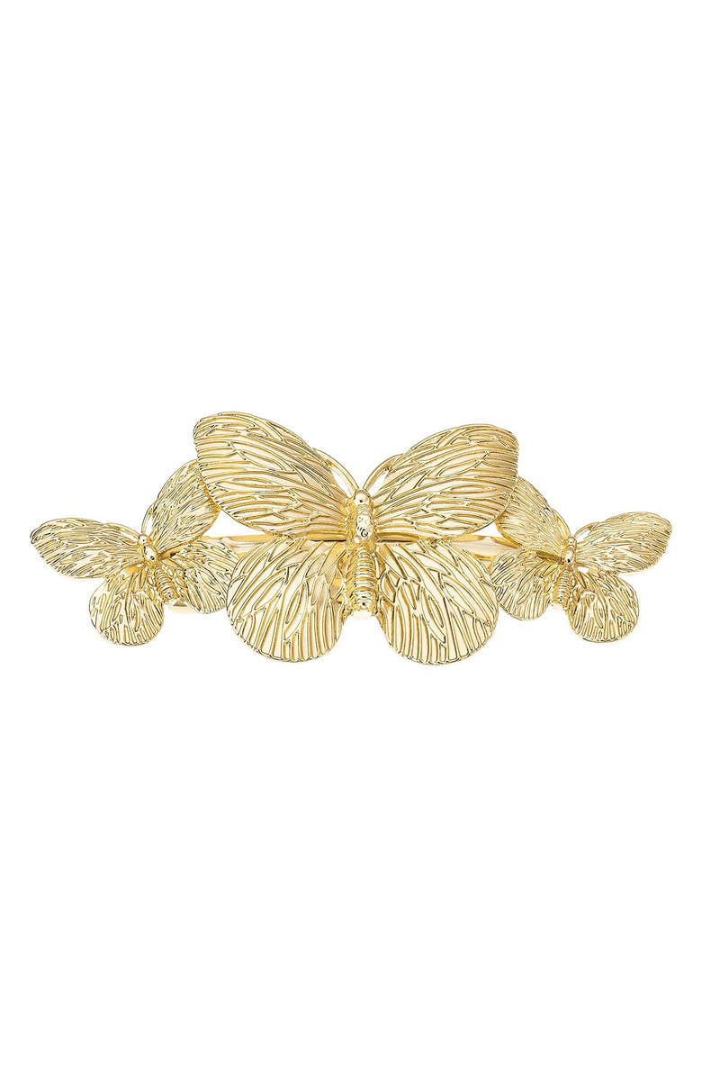 Ettika Textured Butterfly Barrette, Main, color, Gold