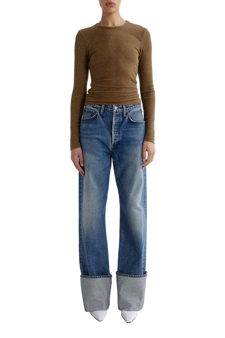 Delphi Slim Fit Ribbed T-Shirt, Alternate, color, BREW MUSTARD HEATHER