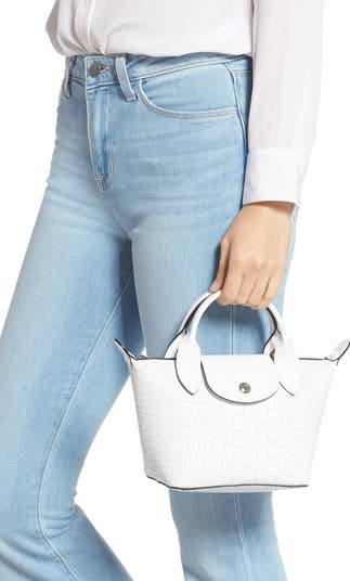 Longchamp Mini Le Pliage Cuir Croc Embossed Leather Top